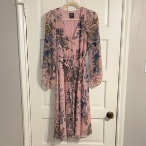Vince Camuto Pink Floral Long Sleeve Dress